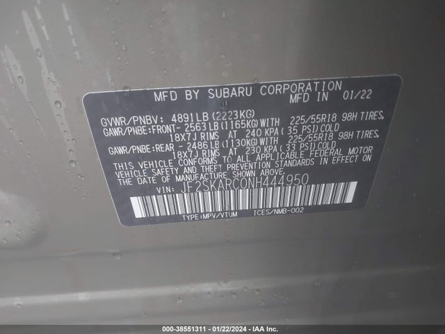 Subaru Forester Touring 2022 JF2SKARC0NH444950 Image 7