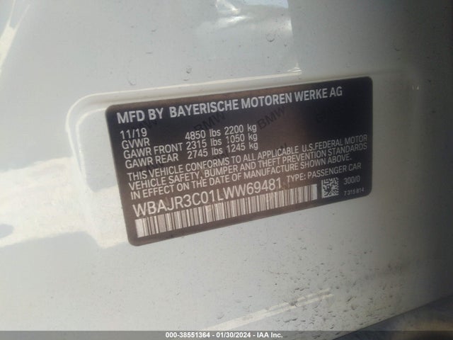 BMW 530I 2020 WBAJR3C01LWW69481 Image 9