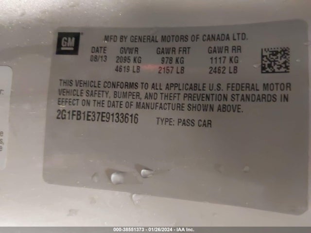 2014 CHEVROLET CAMARO 1LT VIN: 2G1FB1E37E9133616