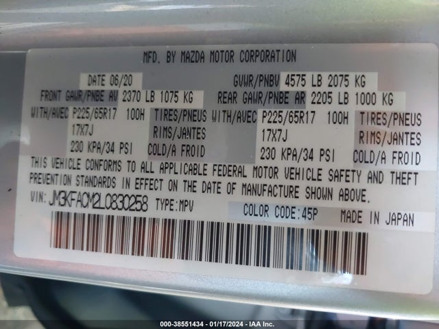 Mazda Cx-5 Touring 2020 JM3KFACM2L0830258 Image 9