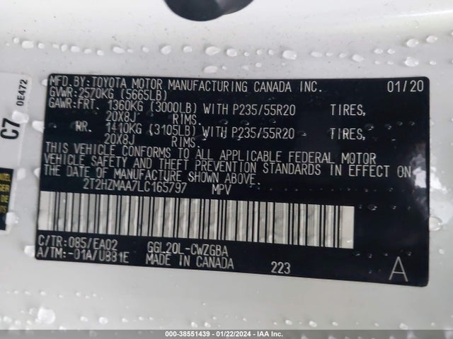 Lexus RX 350 2020 2T2HZMAA7LC165797 Image 9