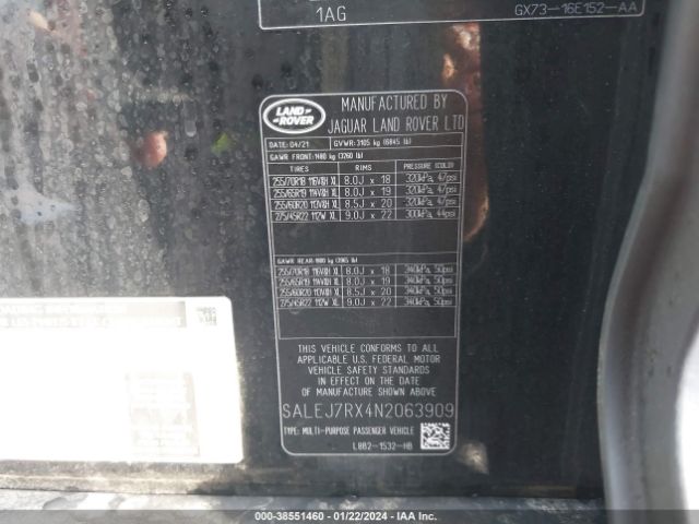 SALEJ7RX4N2063909 Land Rover Defender S
