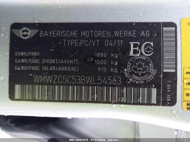 2011 MINI COOPER S COUNTRYMAN WMWZC5C53BWL54563 Photo 8