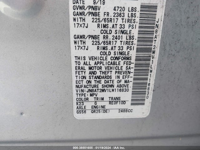 Nissan Rogue Sv Intelligent Awd 2020 JN8AT2MV1LW116830 Image 9