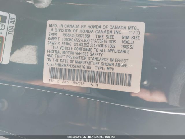 2HKRM3H35EH516165 Honda CR-V LX