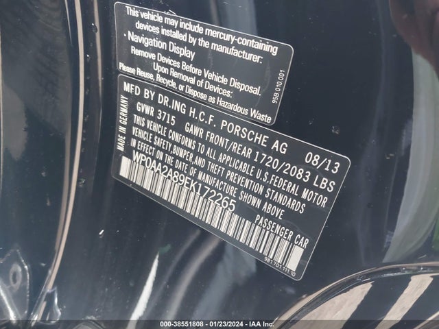 2014 PORSCHE CAYMAN WP0AA2A89EK172265 Photo 8