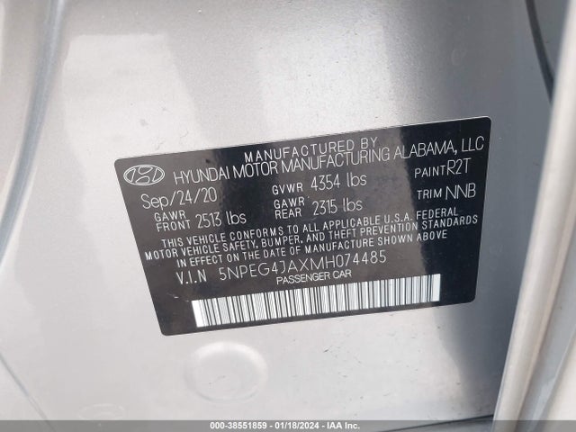 Hyundai SONATA SE 2021 5NPEG4JAXMH074485 Image 9