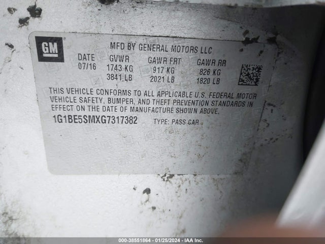 Chevrolet Cruze Lt Auto 2016 1G1BE5SMXG7317382 Image 9