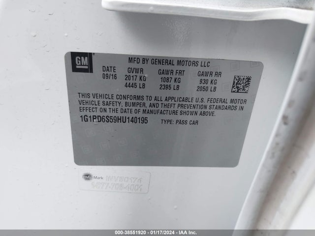 Chevrolet Volt Premier 2017 1G1RD6S59HU140195 Image 9