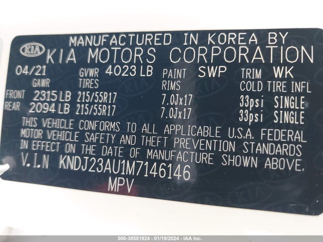 KIA SOUL S 2021 KNDJ23AU1M7146146 Image 9
