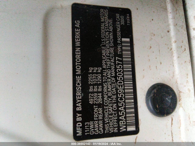 BMW 528I 2014 WBA5A5C59ED503577 Image 9