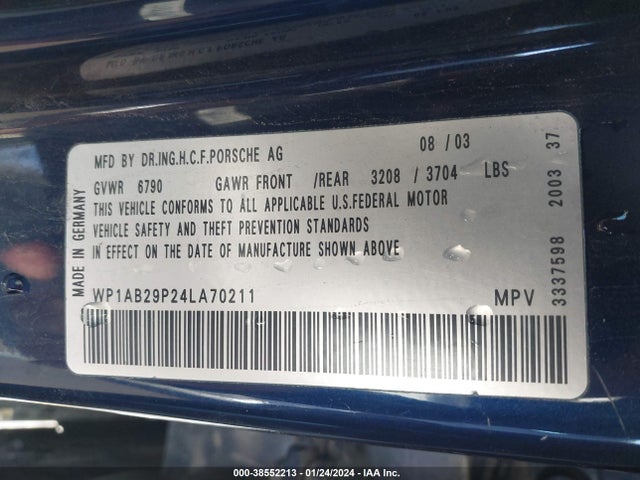 2004 PORSCHE CAYENNE WP1AB29P24LA70211 Photo 8