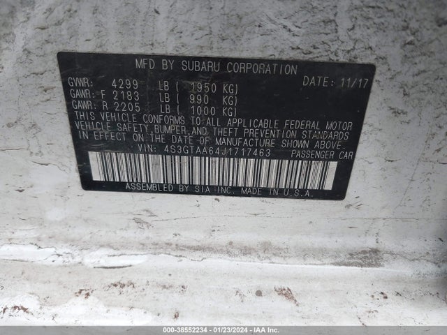 Subaru Impreza 2.0i 2018 4S3GTAA64J1717463 Image 9