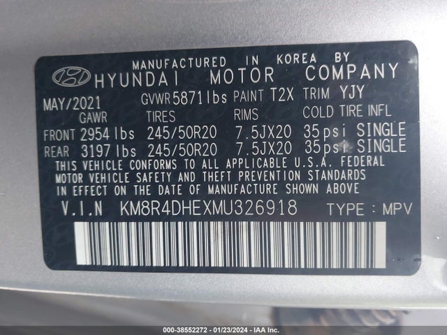 Hyundai Palisade Sel 2021 KM8R4DHEXMU326918 Image 9