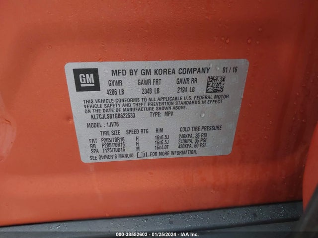 Chevrolet Trax Lt 2016 KL7CJLSB1GB622533 Image 9