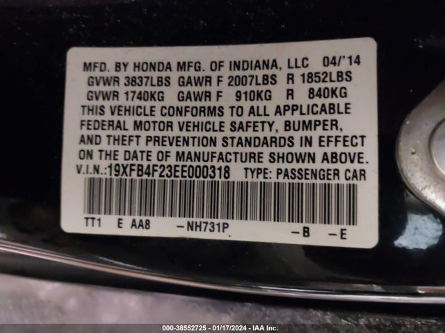 Honda CIVIC HYBRID 2014 19XFB4F23EE000318 Image 9