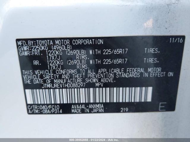 JTMRJREV1HD088297 Toyota Rav4 Hybrid Xle