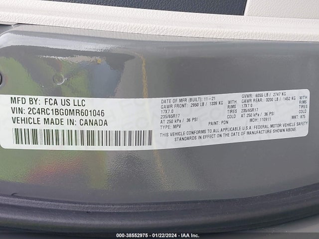Chrysler Pacifica Touring L 2021 2C4RC1BG0MR601046 Image 9