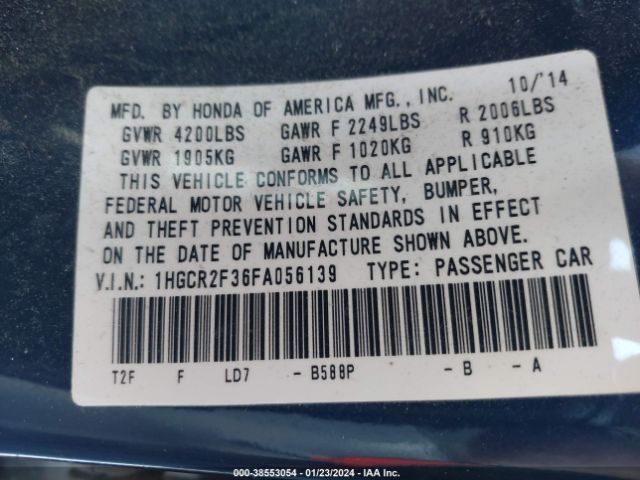 1HGCR2F36FA056139 Honda ACCORD LX