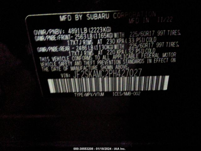 JF2SKAMC2PH427027 Subaru Forester Wilderness