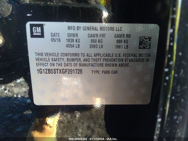 Chevrolet MALIBU LS 2016 1G1ZB5STXGF291726 Image 9