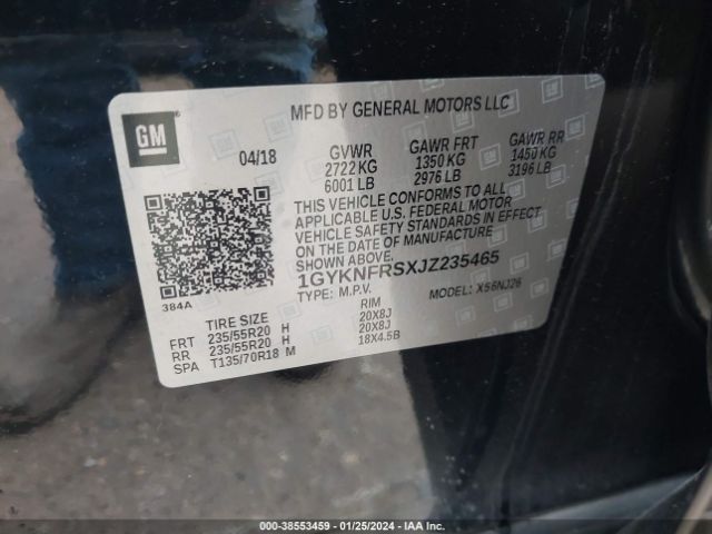 1GYKNFRSXJZ235465 Cadillac Xt5 Premium Luxury