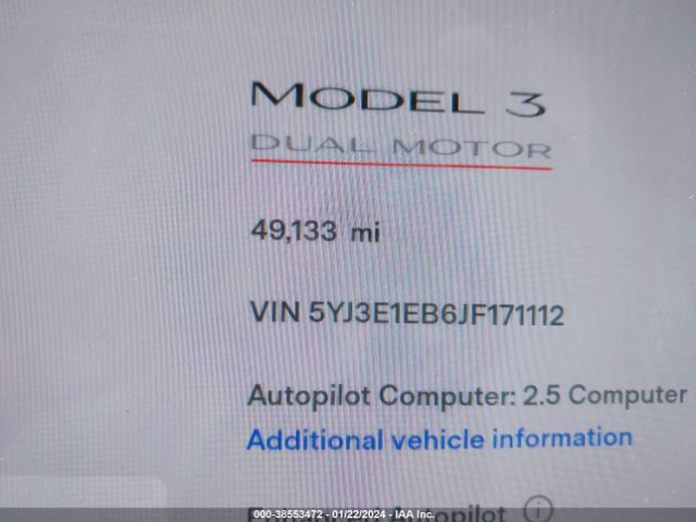 5YJ3E1EB6JF171112 Tesla Model 3 Long Range/performance