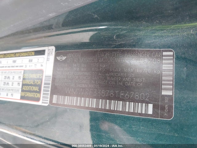 2008 MINI COOPER WMWRF33578TF67802 Photo 8