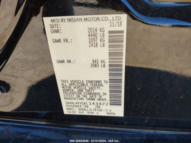 Nissan Altima 2.0 Edition One 2019 1N4AL4FV1KC143472 Image 9