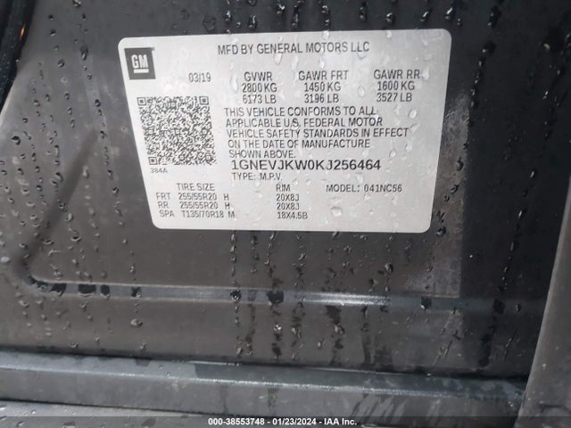 Chevrolet Traverse Rs 2019 1GNEVJKW0KJ256464 Image 9