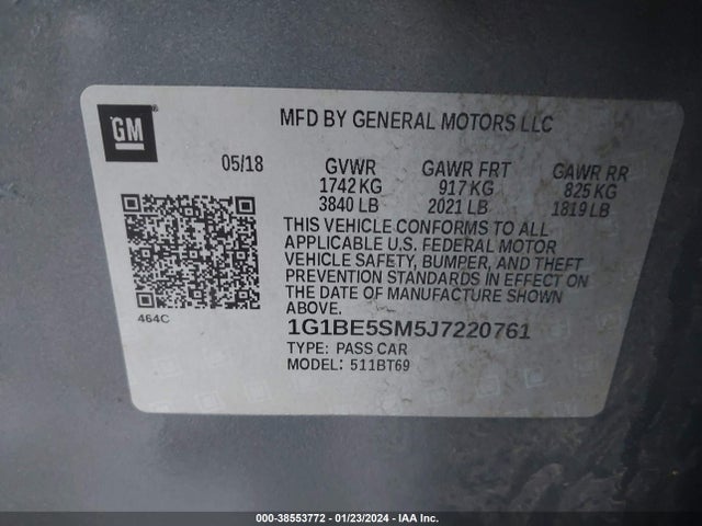 Chevrolet Cruze Lt Auto 2018 1G1BE5SM5J7220761 Image 9