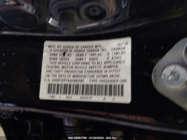 Honda CIVIC EX 2018 2HGFC2F74JH560782 Image 9