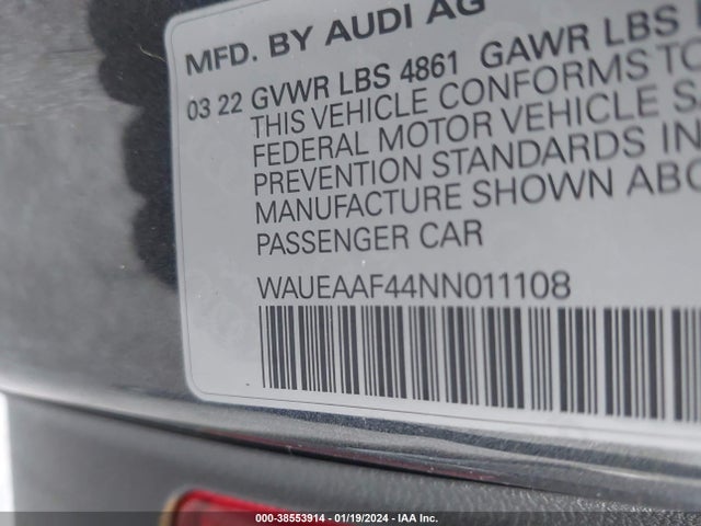 WAUEAAF44NN011108 Audi A4 Premium Plus 45 Tfsi S Line Quattro S Tronic