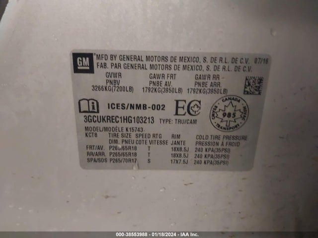 Chevrolet Silverado 1500 1lt/2lt 2017 3GCUKREC1HG103213 Image 9