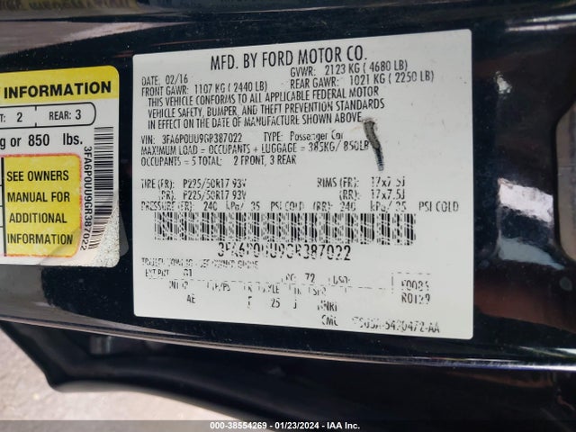 Ford Fusion Hybrid S 2016 3FA6P0UU9GR387022 Image 9
