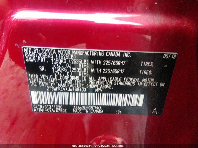 Toyota Rav4 Xle 2018 2T3WFREVXJW469403 Image 9