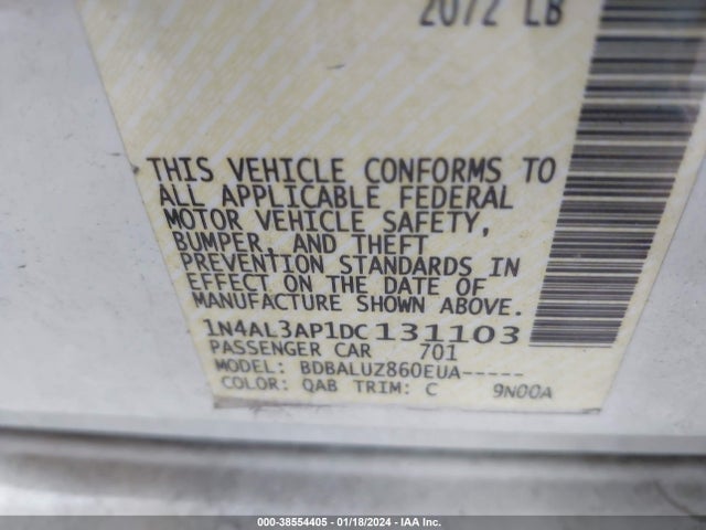 2013 NISSAN ALTIMA 2.5 SV VIN: 1N4AL3AP1DC131103