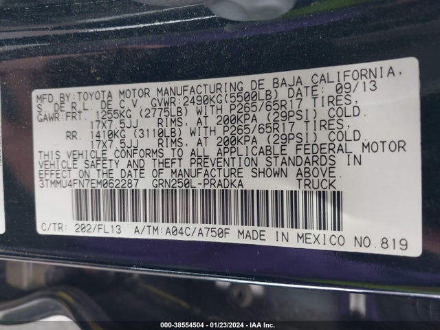 Toyota Tacoma Base V6 2014 3TMMU4FN7EM062287 Image 9