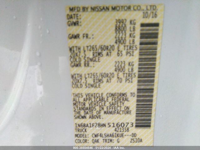 1N6BA1F28HN516073 Nissan Titan Xd Sv Diesel