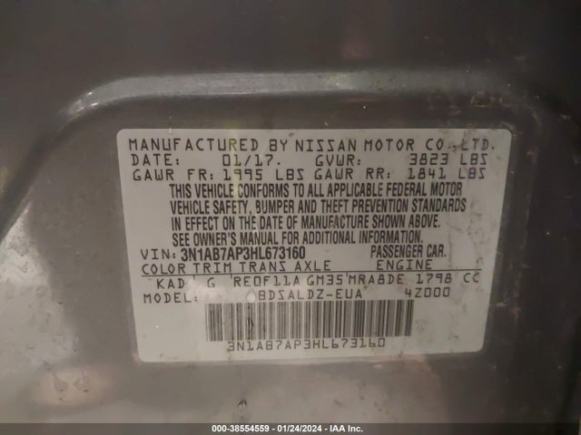 Nissan SENTRA SV 2017 3N1AB7AP3HL673160 Image 9