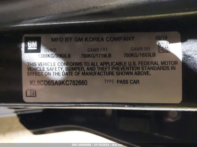 Chevrolet Spark 1lt Cvt 2019 KL8CD6SA9KC782660 Image 9