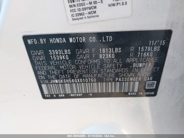 Honda FIT LX 2016 JHMGK5H56GX010750 Image 9