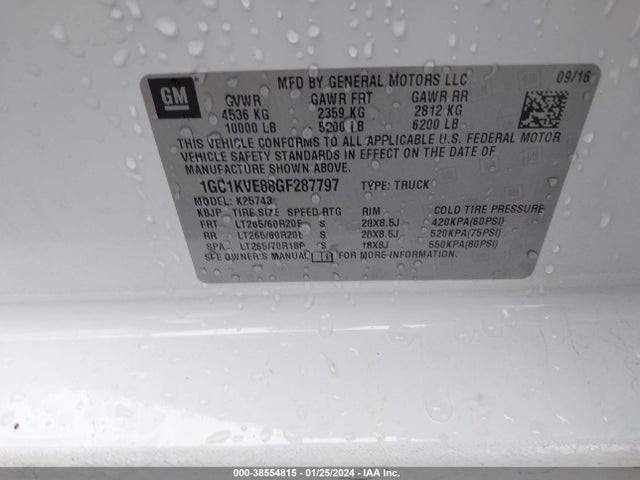 Chevrolet Silverado 2500hd Lt 2016 1GC1KVE88GF287797 Image 9