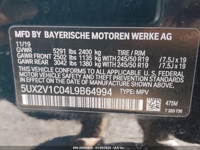 5UX2V1C04L9B64994 BMW X4 Xdrive30i