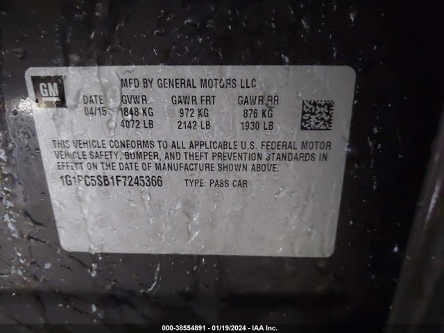 Chevrolet Cruze 1lt Auto 2015 1G1PC5SB1F7245366 Image 9