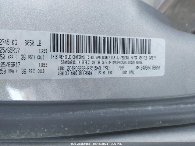 Dodge Grand Caravan Se 2017 2C4RDGBG0HR751549 Image 9