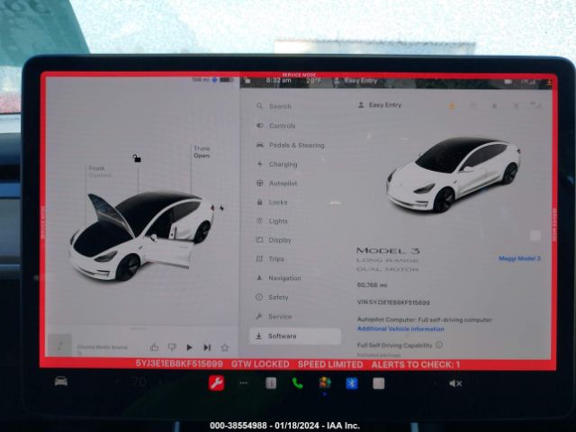 5YJ3E1EB8KF515699 Tesla Model 3 Long Range/performance