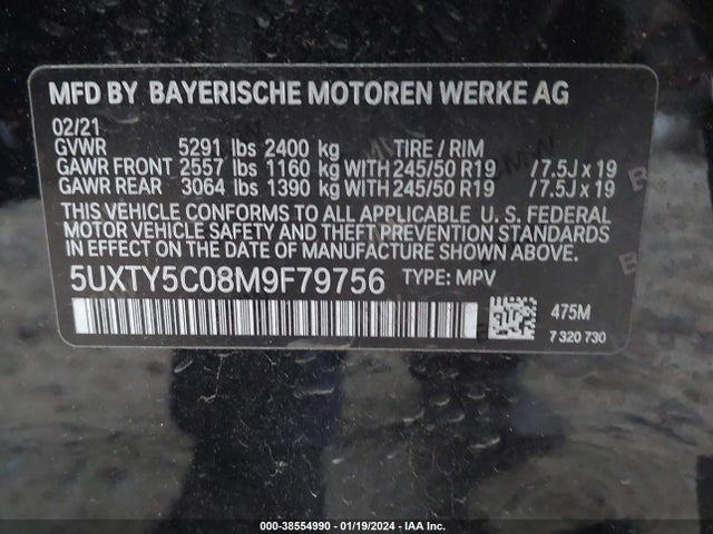 BMW X3 Xdrive30i 2021 5UXTY5C08M9F79756 Image 9