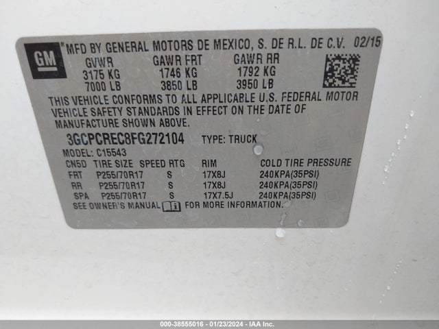 Chevrolet Silverado 1500 1lt 2015 3GCPCREC8FG272104 Image 9