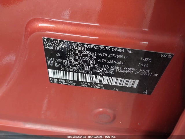 Toyota RAV4 LE 2016 2T3BFREV0GW460023 Image 9